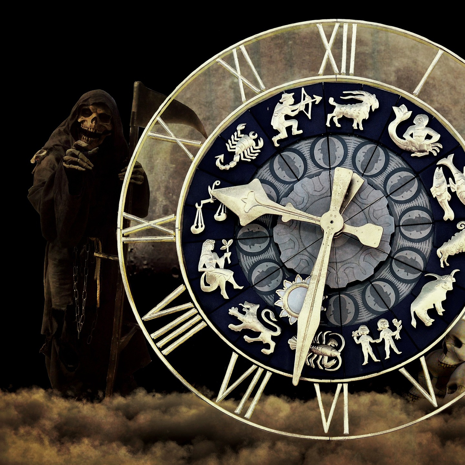 Eine Uhr repräsentiert Schicksal und Zeit